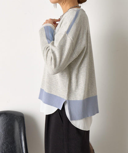 三色拼接針織衫