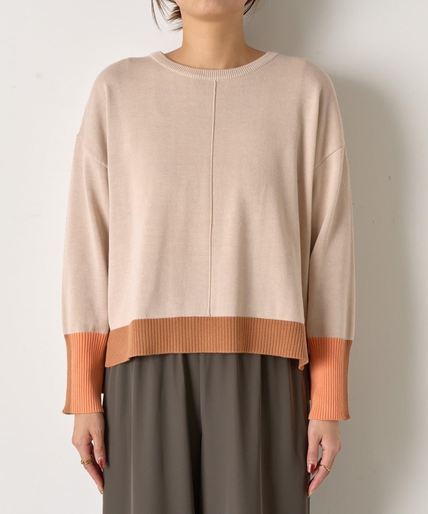 三色拼接針織衫