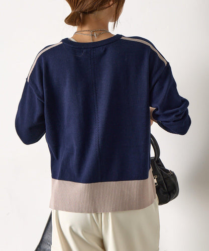 三色拼接針織衫