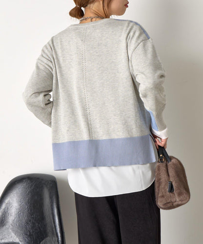 三色拼接針織衫