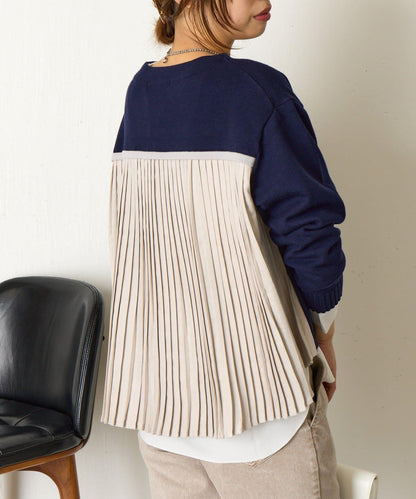 後褶皺船領針織衫