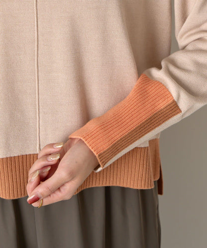 三色拼接針織衫