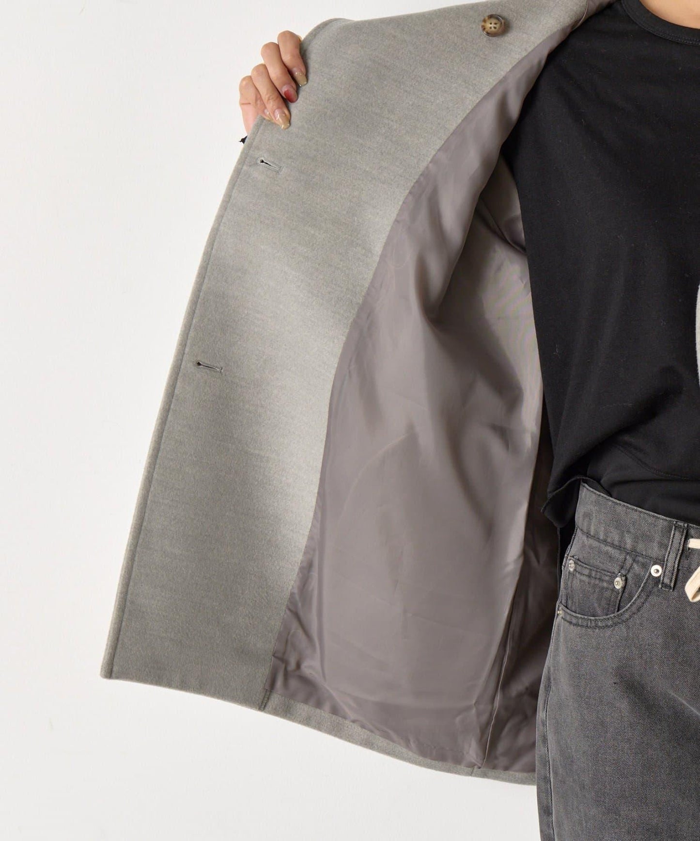 羊毛感立領夾克