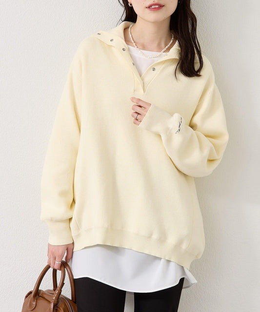 衛衣風格亨利領針織衫