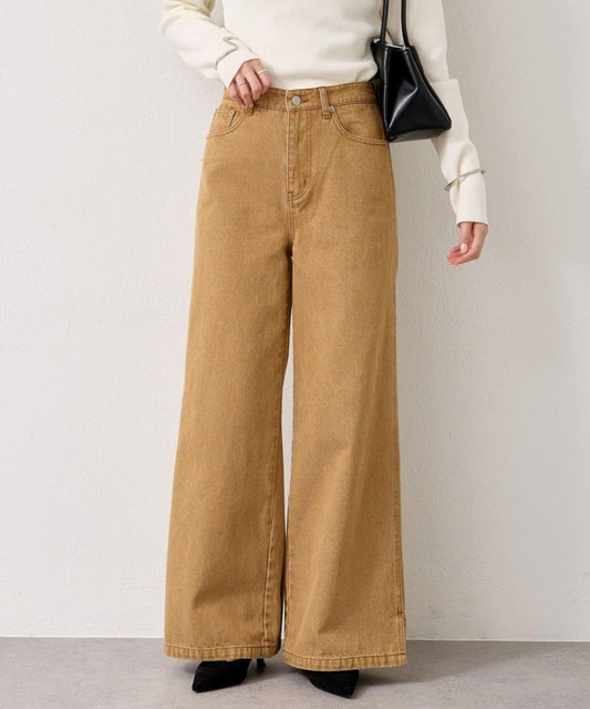 下襬開叉喇叭牛仔褲