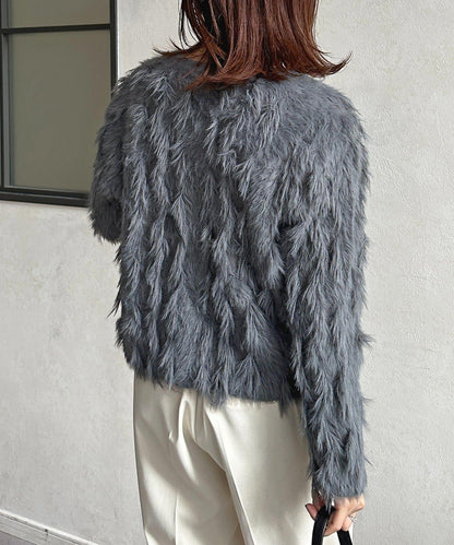 金色紐扣羽毛針織開衫