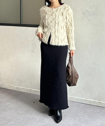 金色紐扣羽毛針織開衫