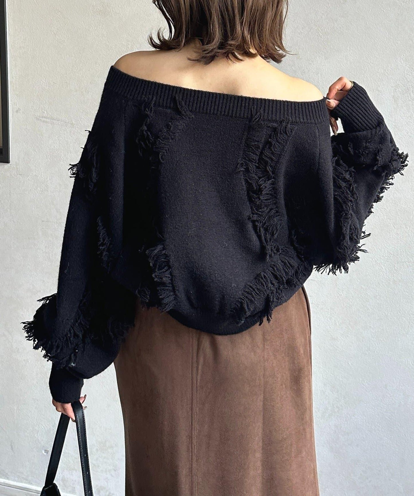 波浪流蘇短款針織衫