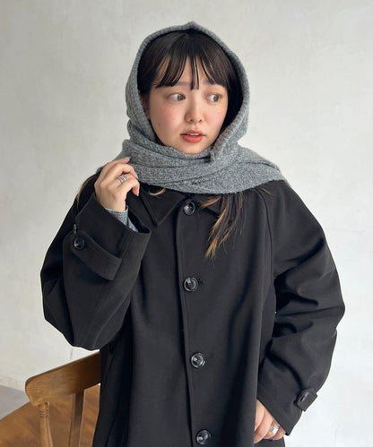 連帽針織圍巾