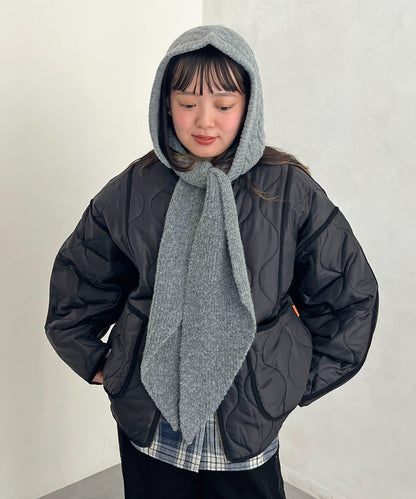 連帽針織圍巾