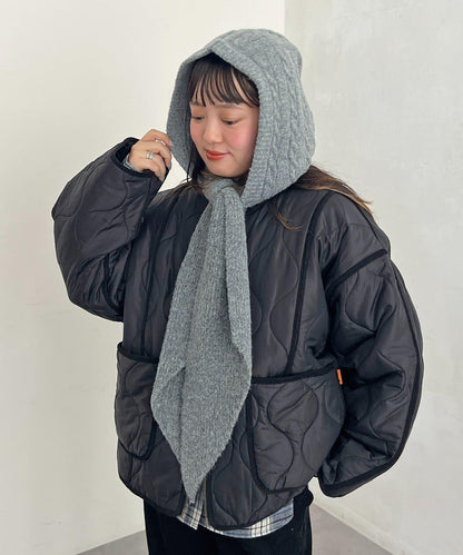 連帽針織圍巾