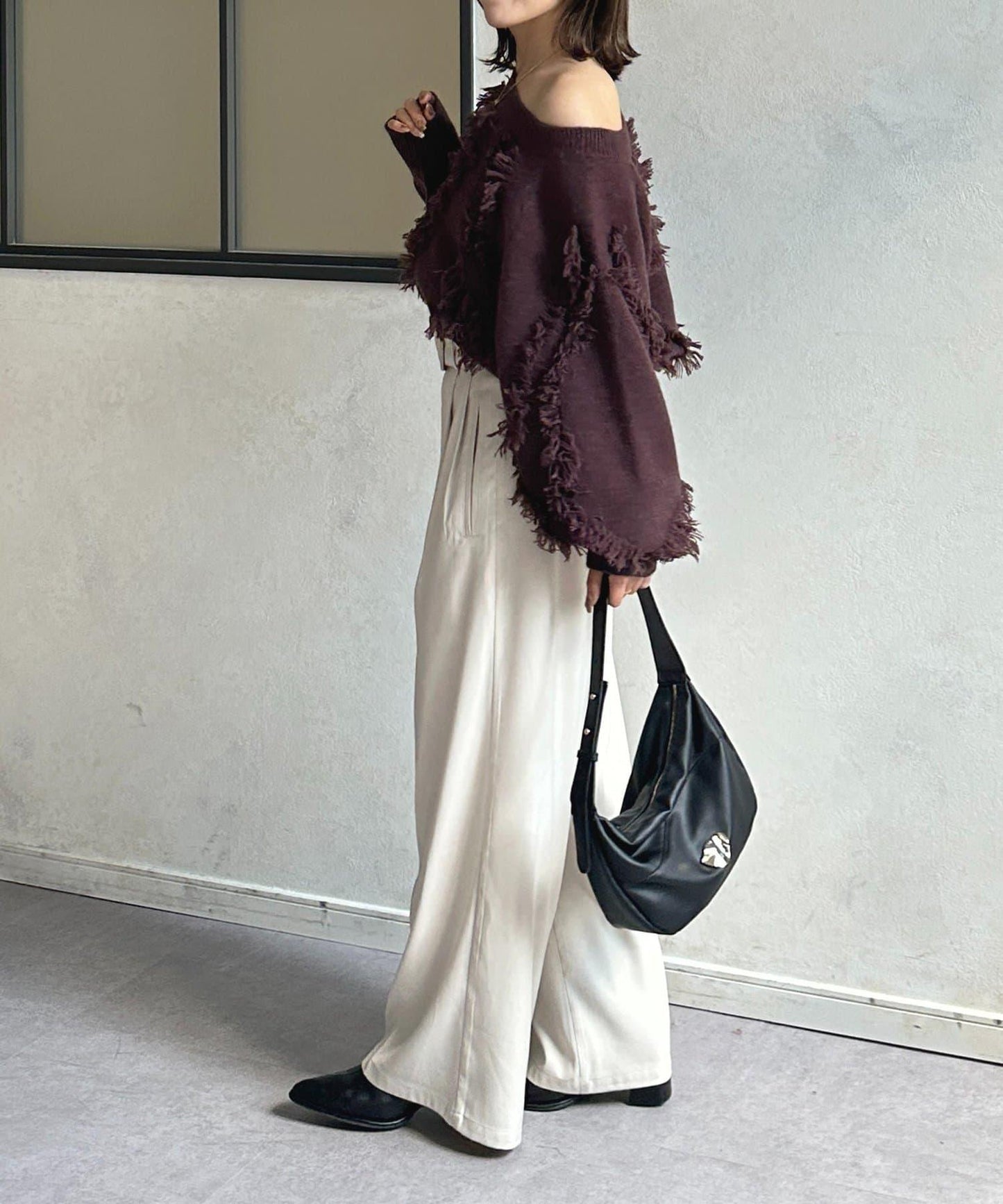 波浪流蘇短款針織衫