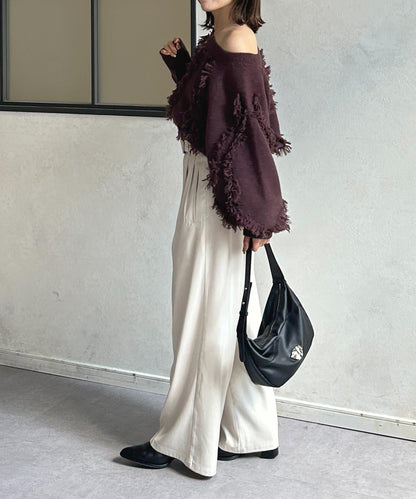 波浪流蘇短款針織衫