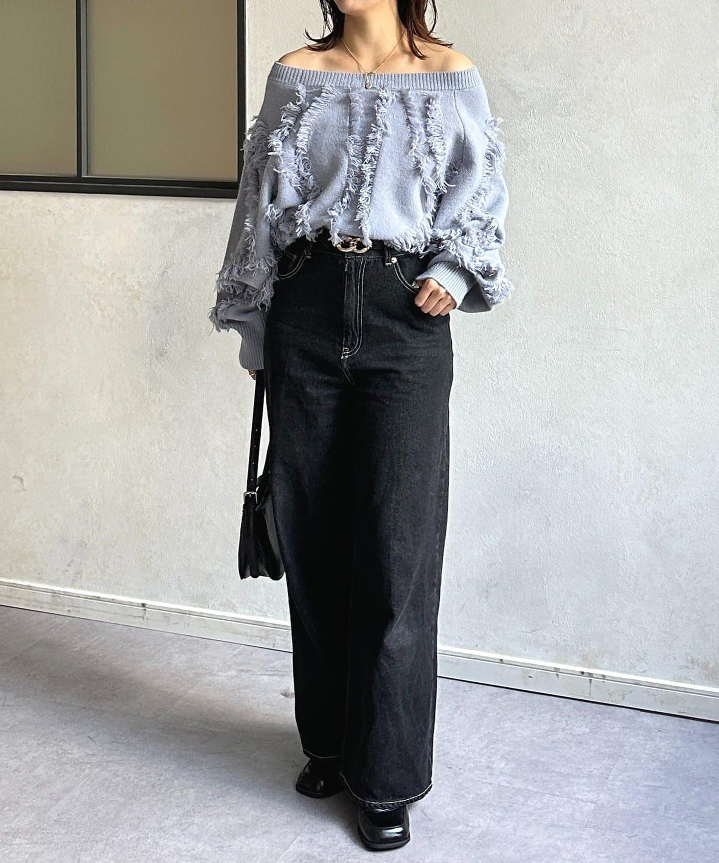 波浪流蘇短款針織衫