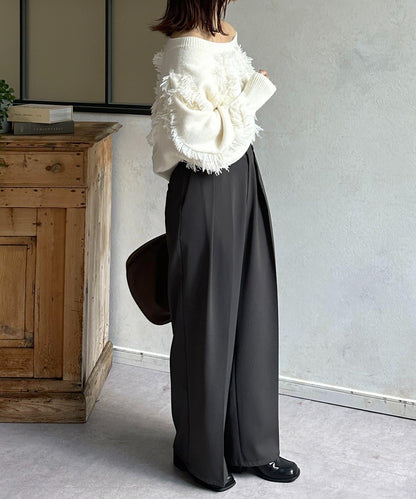 波浪流蘇短款針織衫