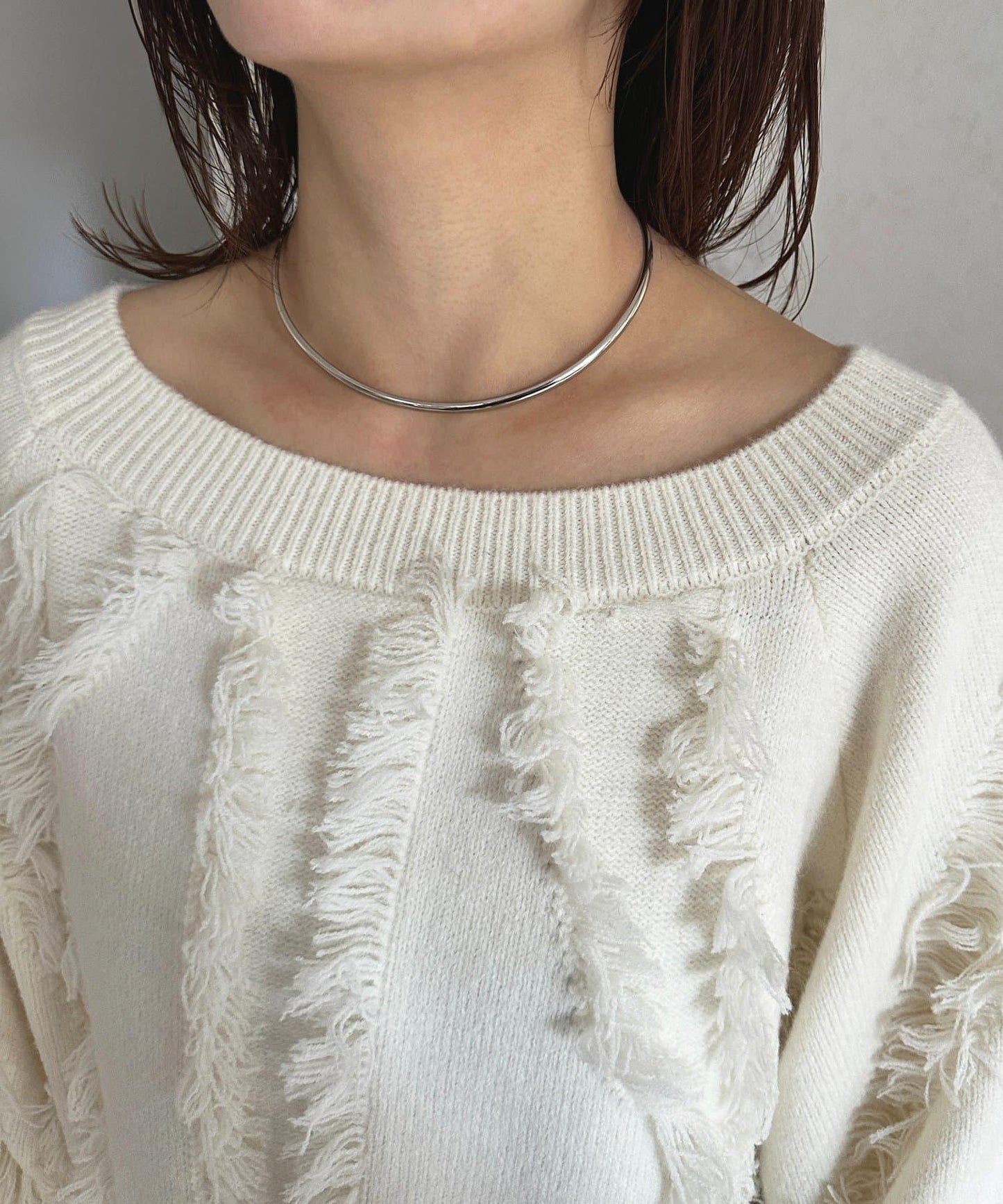 波浪流蘇短款針織衫