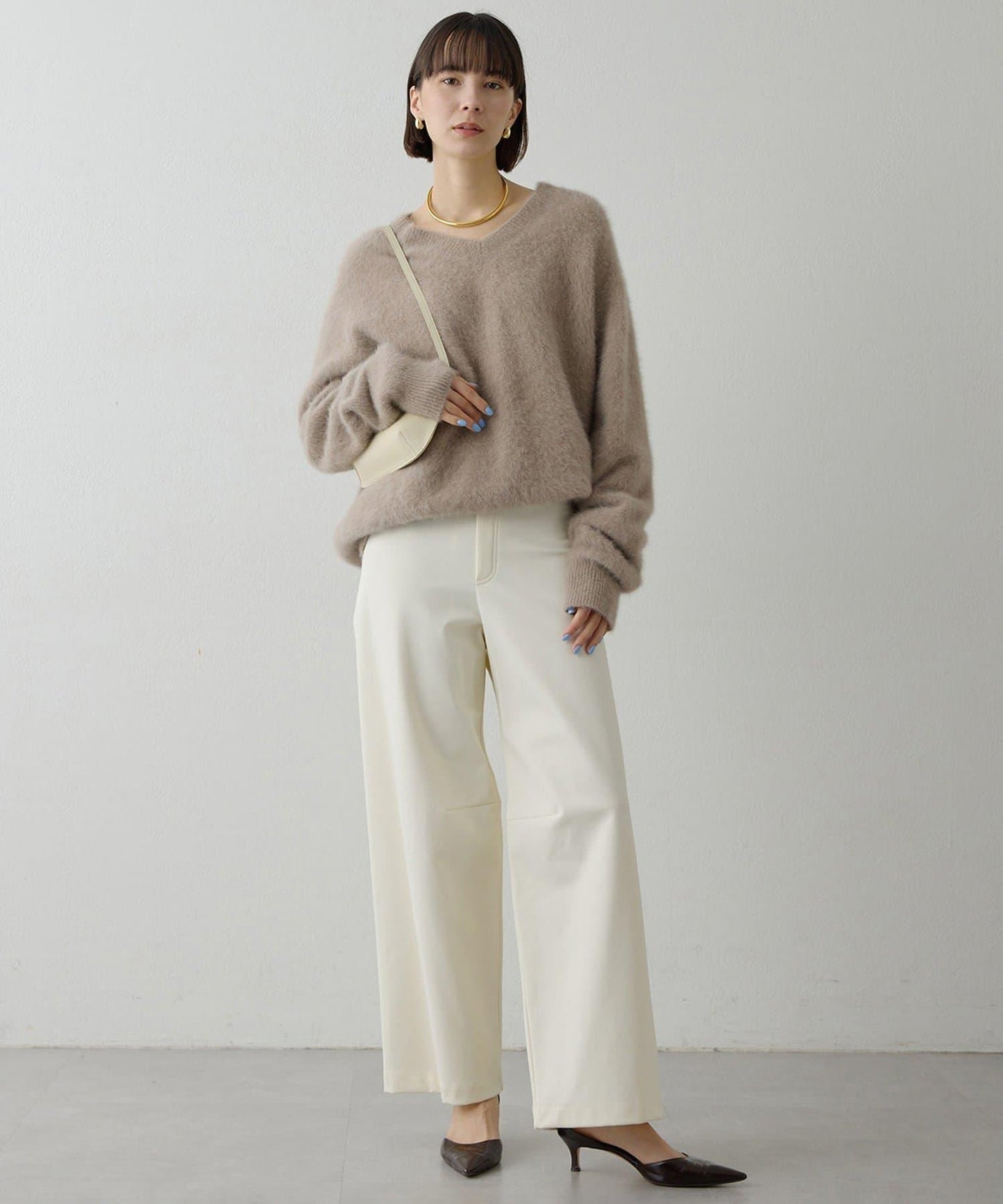 加絨桶型休閒褲