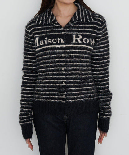 毛絨質感標誌紐扣開衫