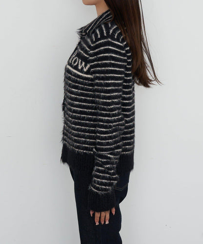 毛絨質感標誌紐扣開衫