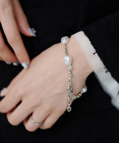 珍珠花朵鏈條手鍊