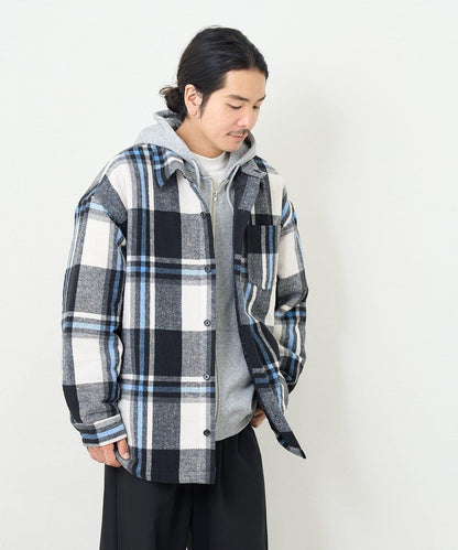 【男女同款】BM格紋加棉襯衫夾克