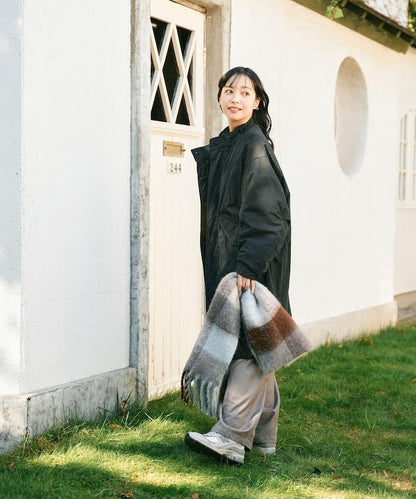 加厚格紋流蘇圍巾