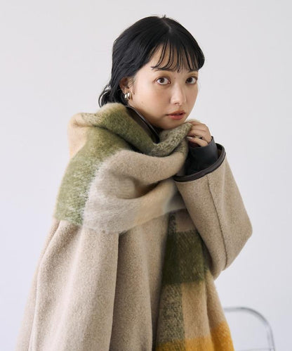加厚格紋流蘇圍巾