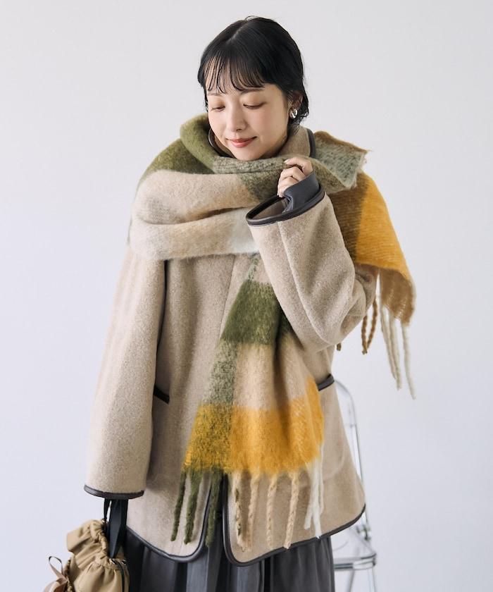 加厚格紋流蘇圍巾