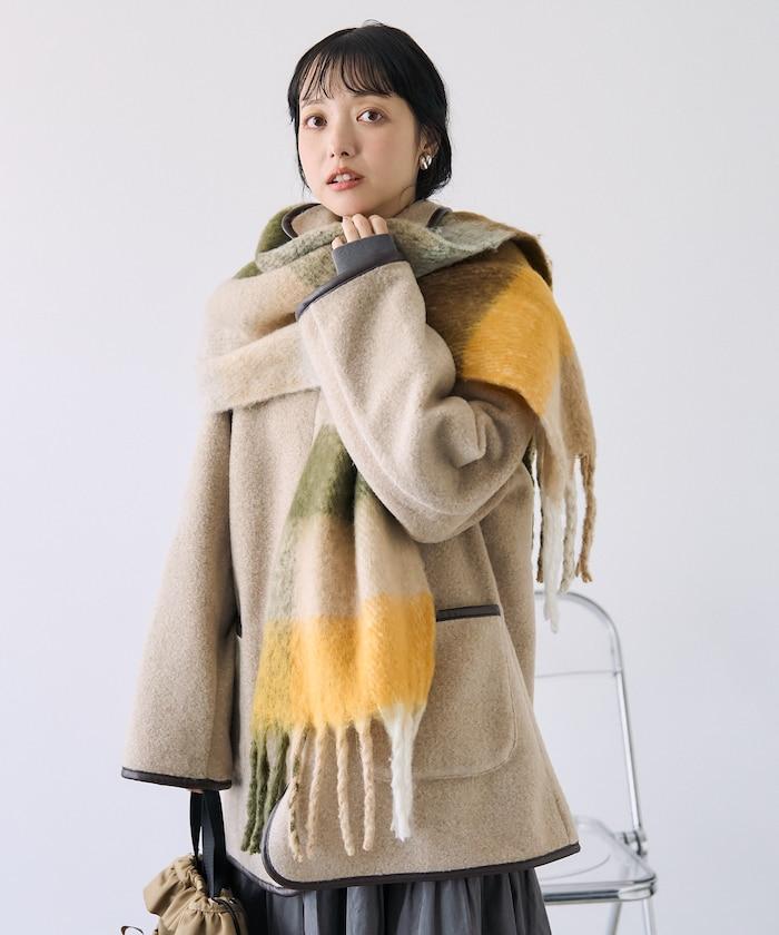 加厚格紋流蘇圍巾