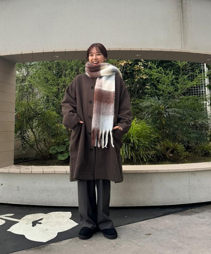 加厚格紋流蘇圍巾