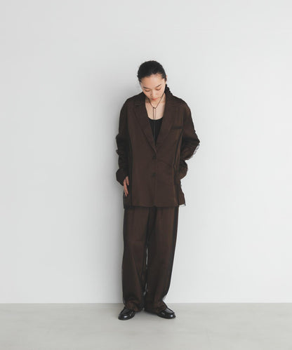 緞面薄紗長褲