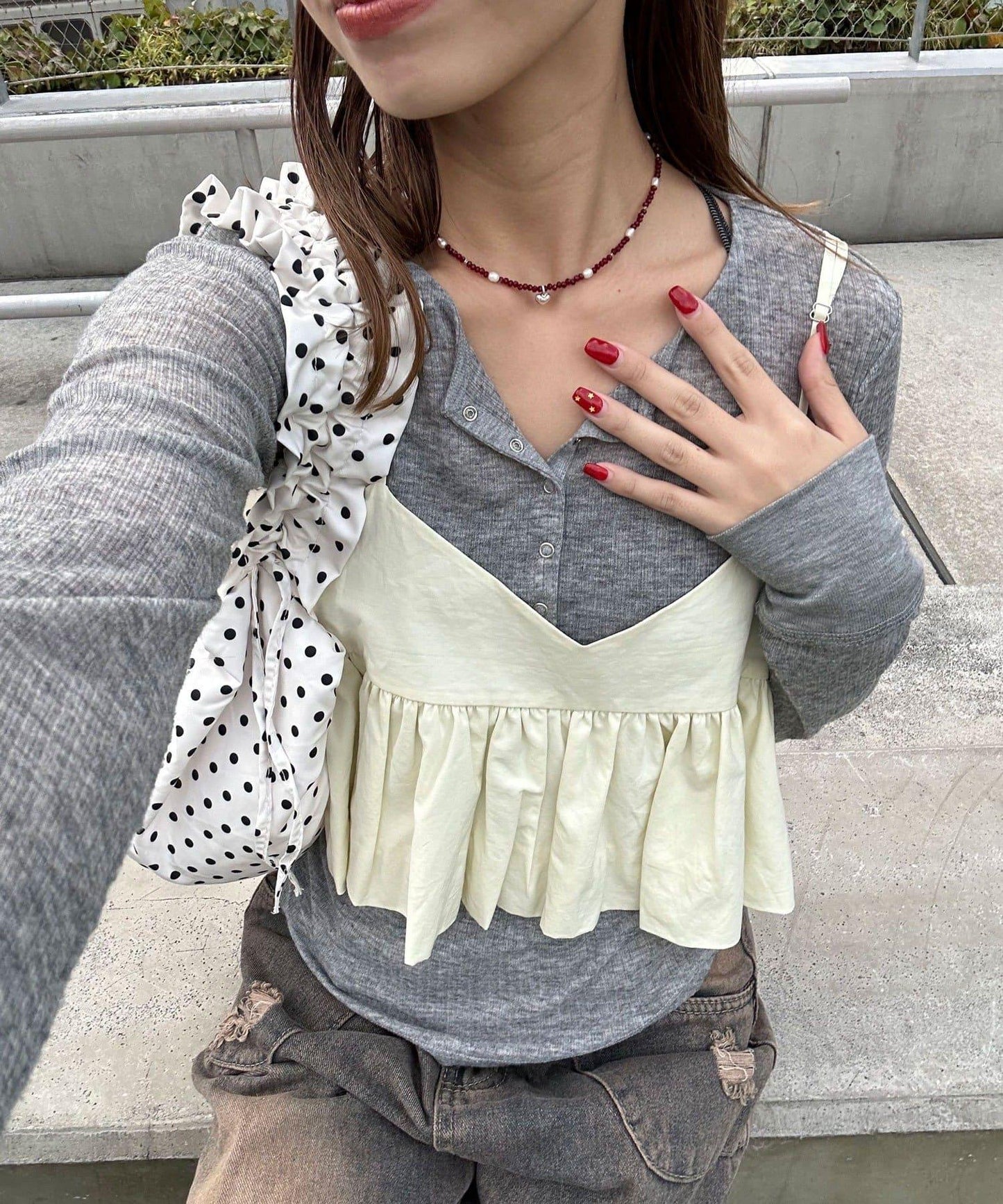 【Ciaopanic】泡泡袖荷葉邊吊帶上衣