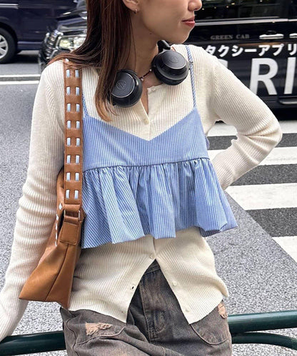 【Ciaopanic】泡泡袖荷葉邊吊帶上衣