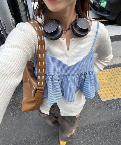 【Ciaopanic】泡泡袖荷葉邊吊帶上衣