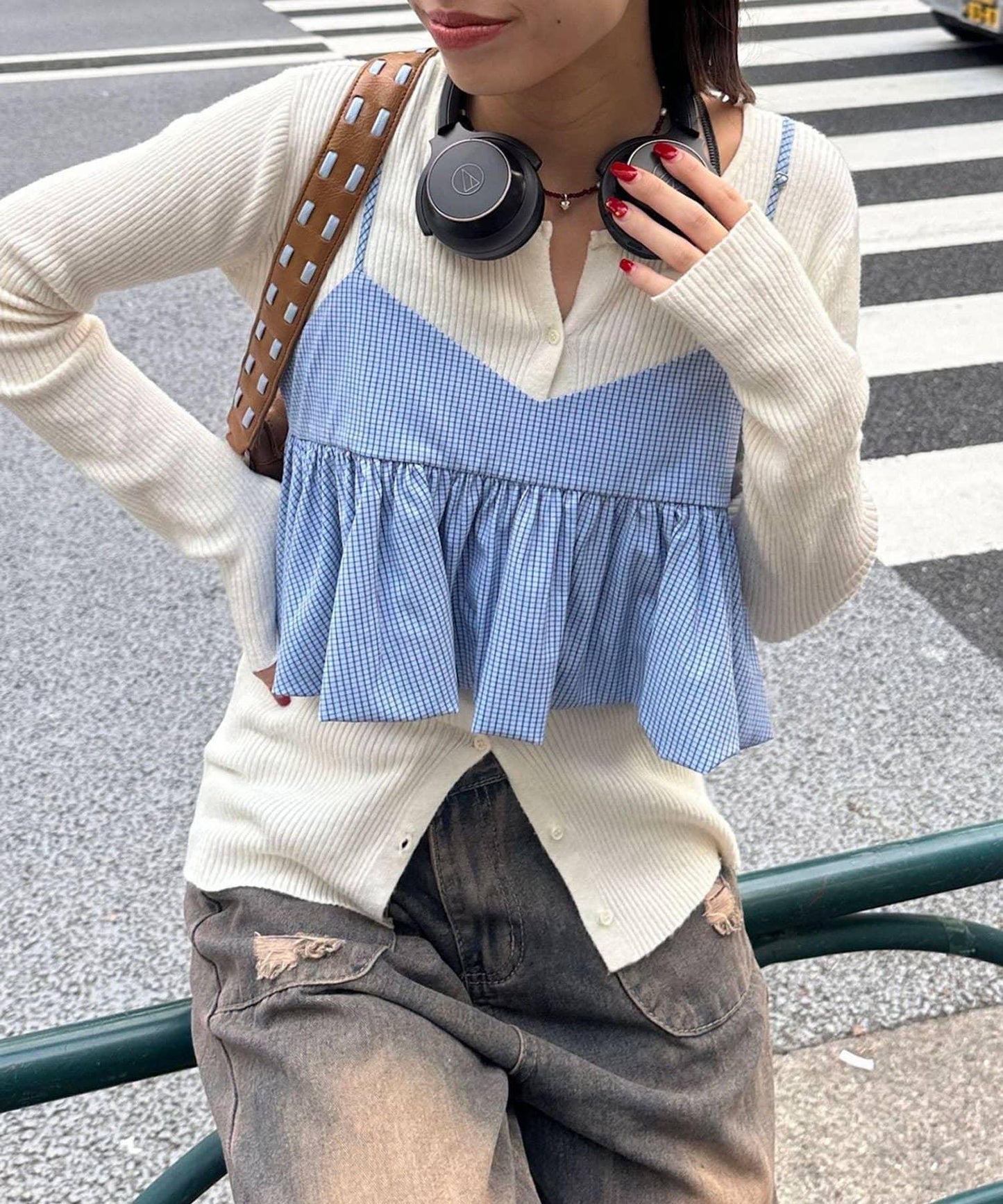 【Ciaopanic】泡泡袖荷葉邊吊帶上衣