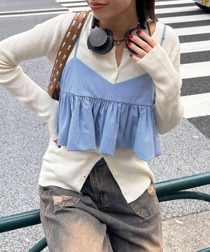 【Ciaopanic】泡泡袖荷葉邊吊帶上衣