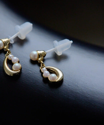 《チタンポスト》三顆珍珠耳環