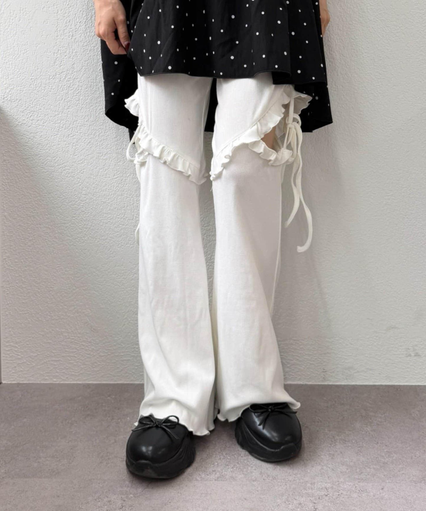 【w closet】蝴蝶結荷葉邊褲