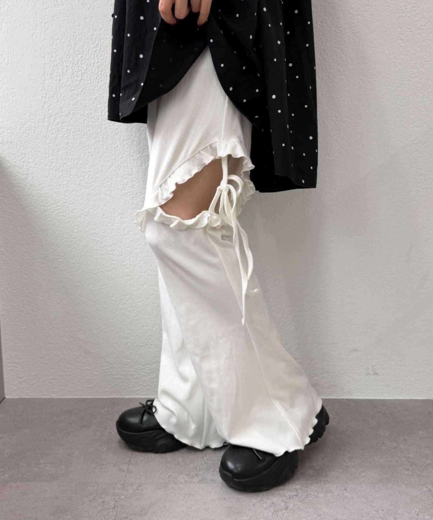 【w closet】蝴蝶結荷葉邊褲