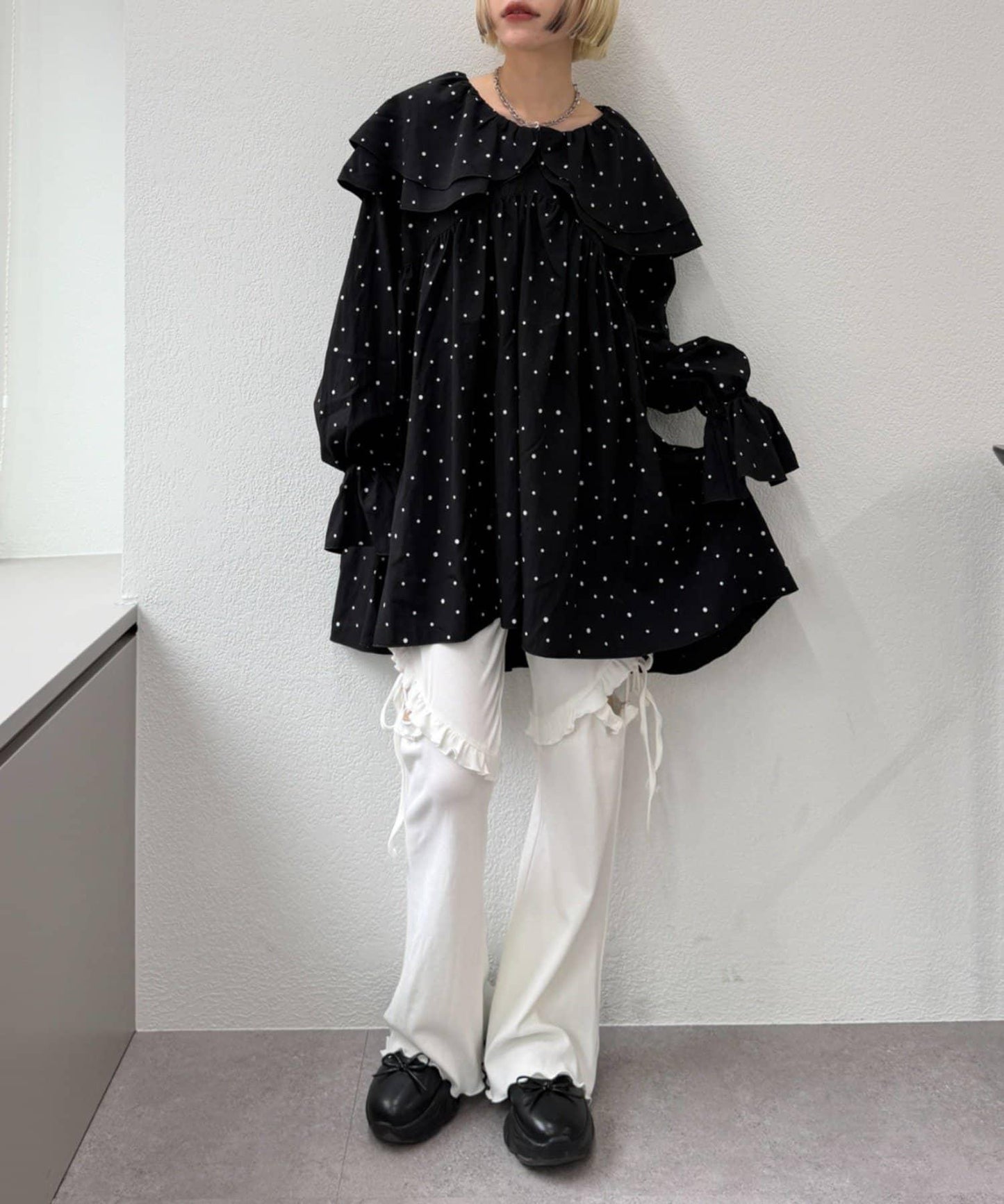 【w closet】蝴蝶結荷葉邊褲