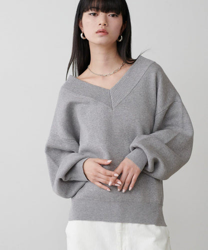 衛衣風V領針織套頭衫