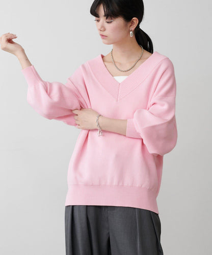 衛衣風V領針織套頭衫