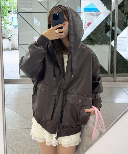 【Ciaopanic】運動風皮革連帽外套