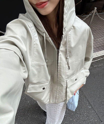 【Ciaopanic】運動風皮革連帽外套