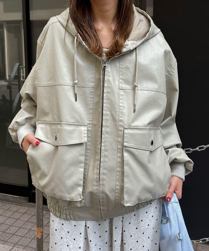 【Ciaopanic】運動風皮革連帽外套
