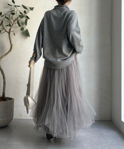 羊毛混紡高領長款上衣