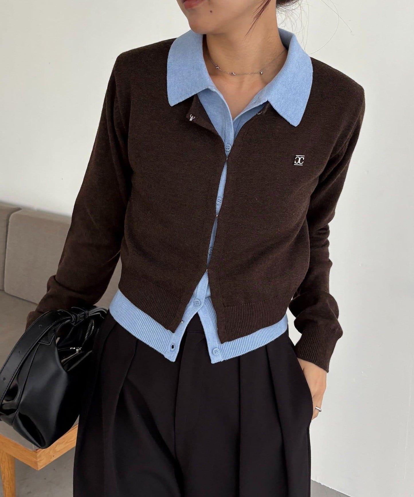 拼接設計針織開衫