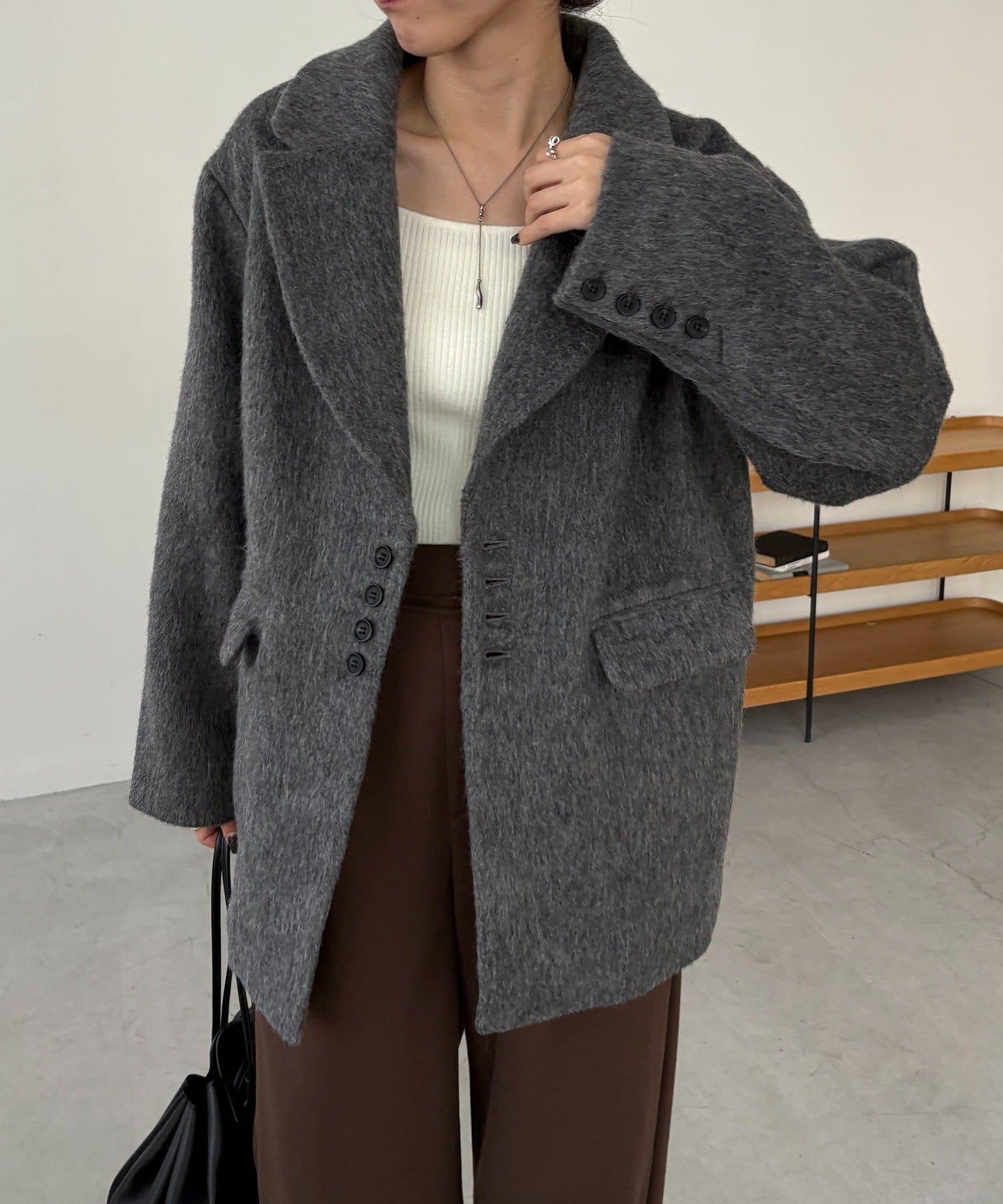 長毛羊毛大衣
