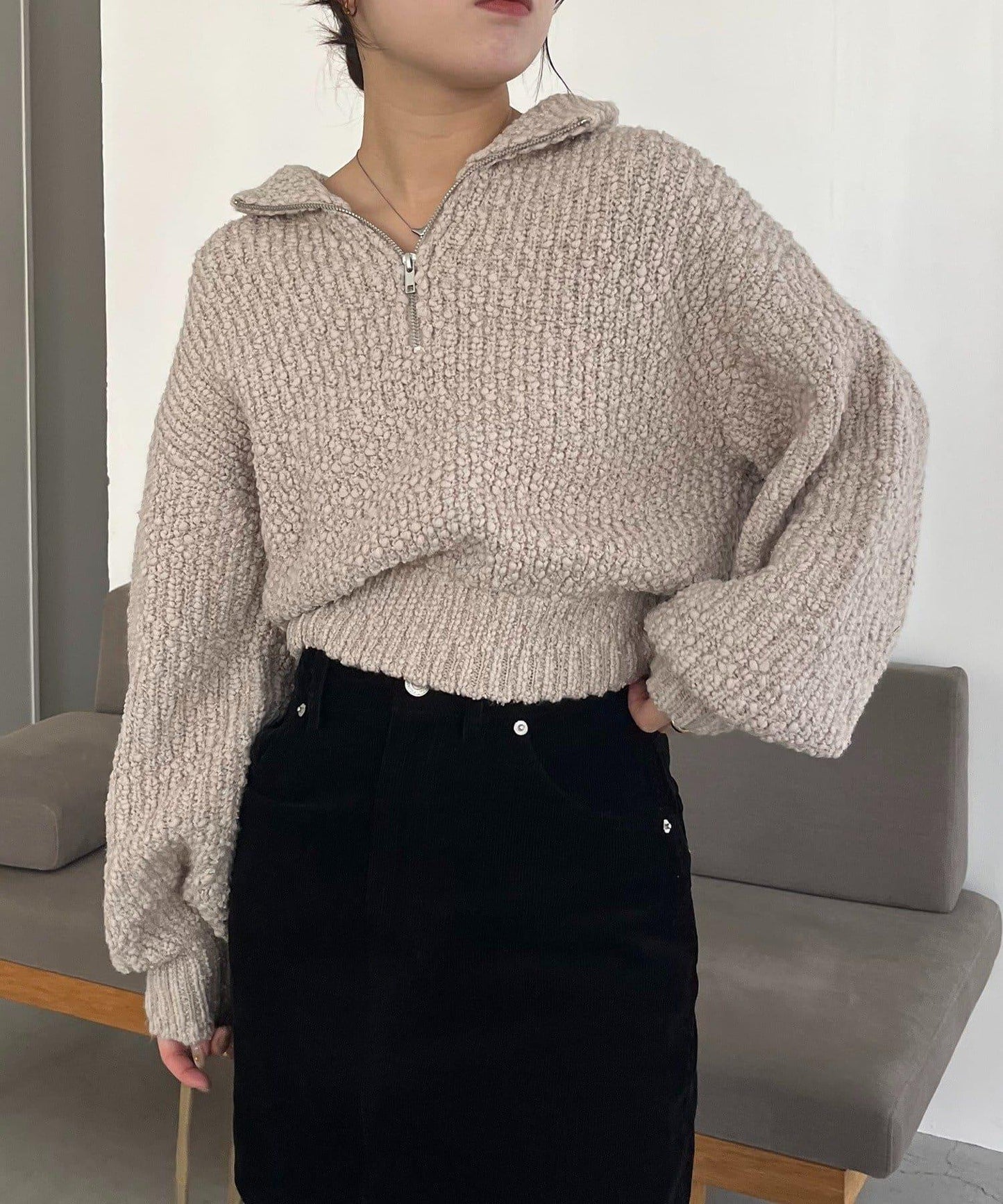 半拉鍊針織衫