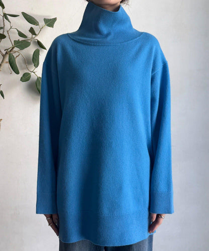 羊毛混紡高領長款上衣